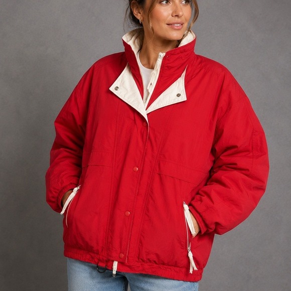 Woolrich Jackets & Blazers - Woolrich Puffer Jacket Women XL Relaxed Red White Insulated Made USA 90s